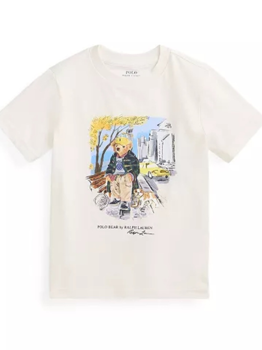 NWT POLO Ralph Lauren Polo Bear T-Shirt Kids Unisex Sz 7 Taxi NYC Bulldog Preppy
